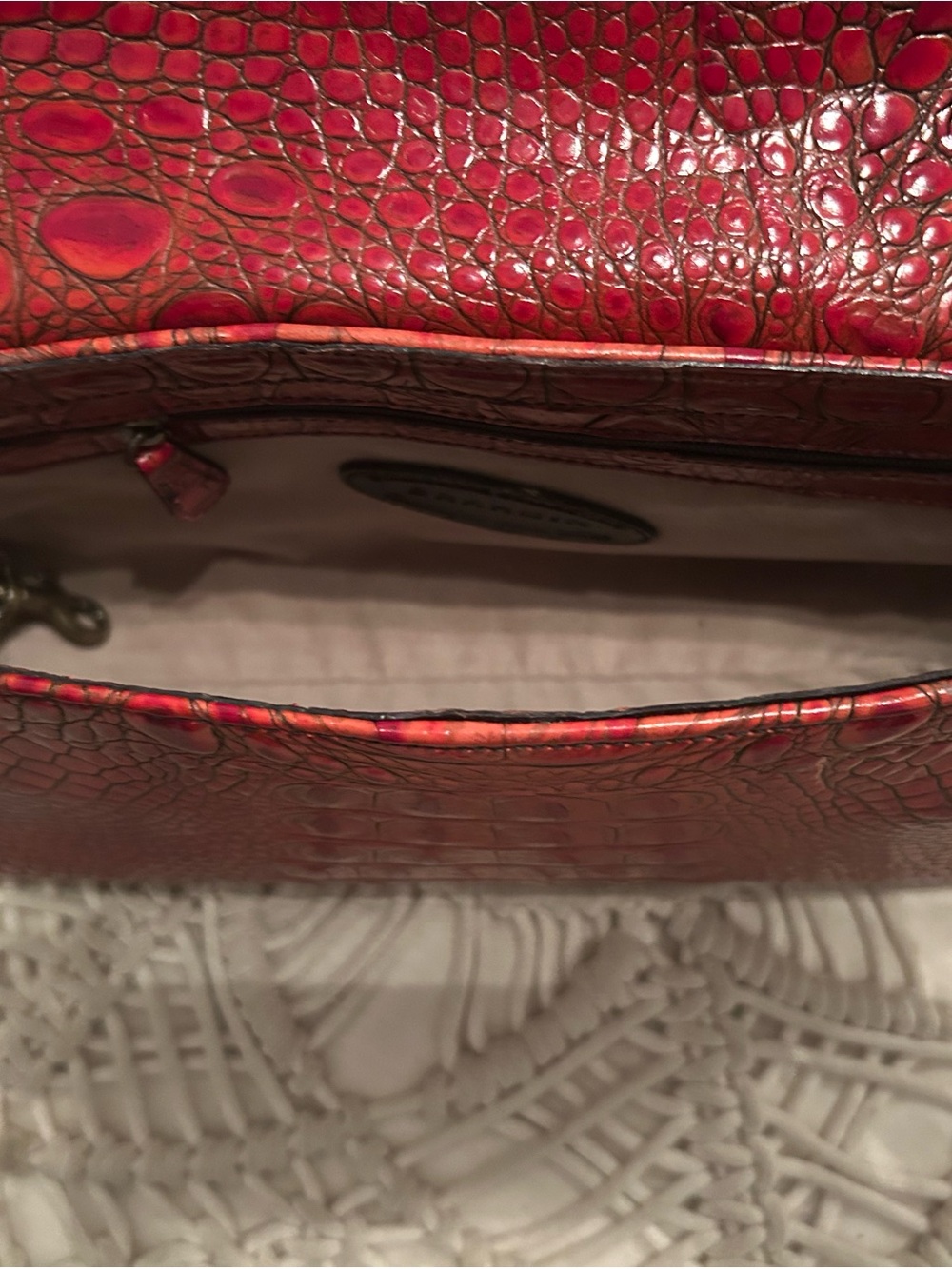 Brahmin Melbourne Crocodile Embossed Leather Crossbody Bag - Picture 6 of 11